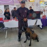 Agrupamiento canino de la Guardia Estatal convive con la ciudadanía en Brigada “Transformando Familias”