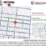 Aviso de cierre temporal de vialidad, H. Deandar Amador y Doctor González