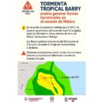 Afectará Tormenta Barry al norte de Tamaulipas