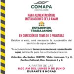 SUSPENDERÁ COMAPA SUMINISTRO POR CONECCIÓN DE RED DE AGUA POTABLE A LA ANAM