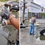 Atiende COMAPA de Reynosa fuga en colector de calle José Escandón