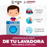 Invita COMAPA a reutilizar el agua de la lavadora en tareas domésticas
