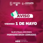 Oficinas de COMAPA suspenderán labores por Día del Trabajo