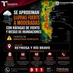 ⚠️🌧️ Alerta por lluvias fuertes a moderadas en la zona norte de Tamaulipas 🌧️⚠️