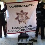 Guardia Estatal asegura armamento, municiones y ponchallantas en Gustavo Díaz Ordaz