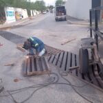 Reparó Servicios Públicos rejilla pluvial en carretera Reynosa a Río Bravo