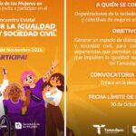 Secretaría de las Mujeres convoca al Primer Encuentro Estatal “Unidas por la Igualdad, Gobierno y Sociedad Civil”
